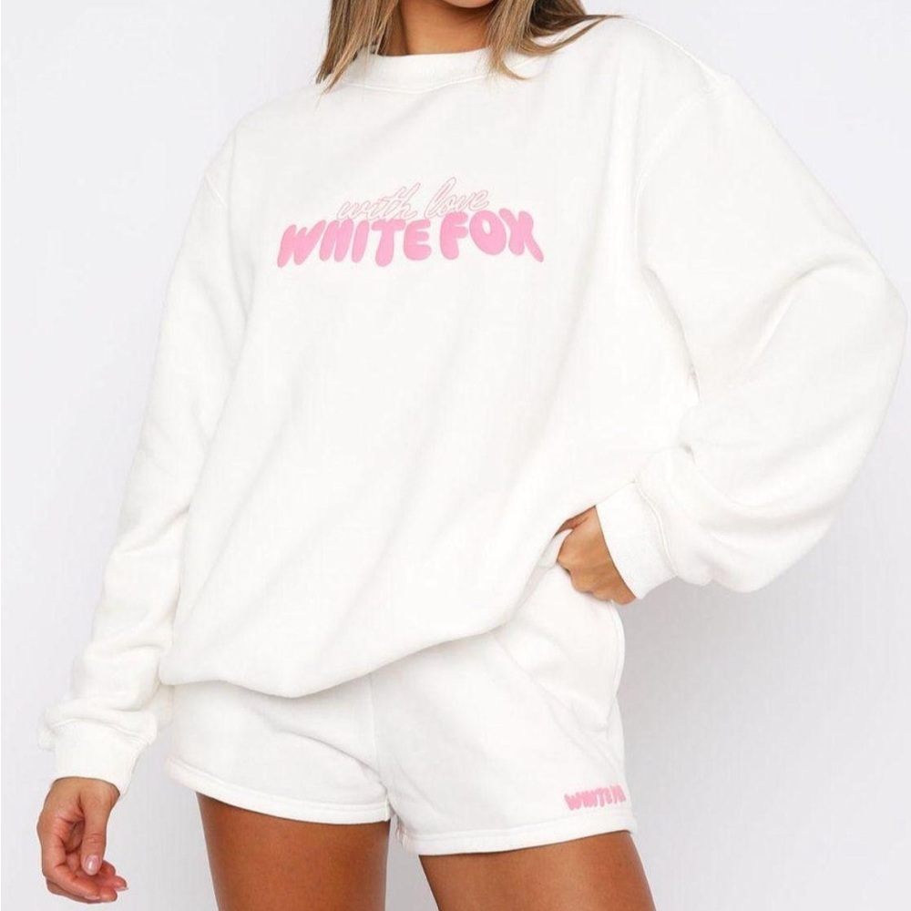 White Fox Boutique White and Pink Sweater Pajama Set